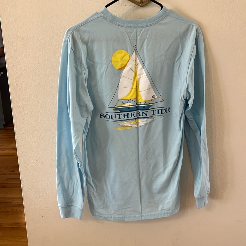 Southern Tide blue long sleeve T-shirt with sailboat